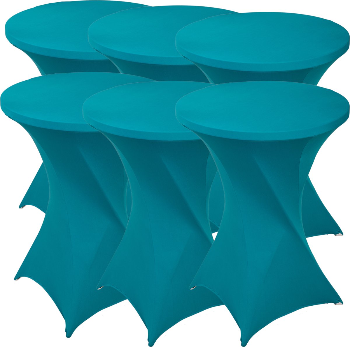 Statafelrok Turquoise x 6 – ∅80-85 x 110 cm – Statafelhoes Stretch 6 Stuks – Tafelhoezen voor Statafel Sta Tafel Hoes | Staantafelhoes - Geschikt voor Horeca Evenementen | Cocktailparty | Trouwerij